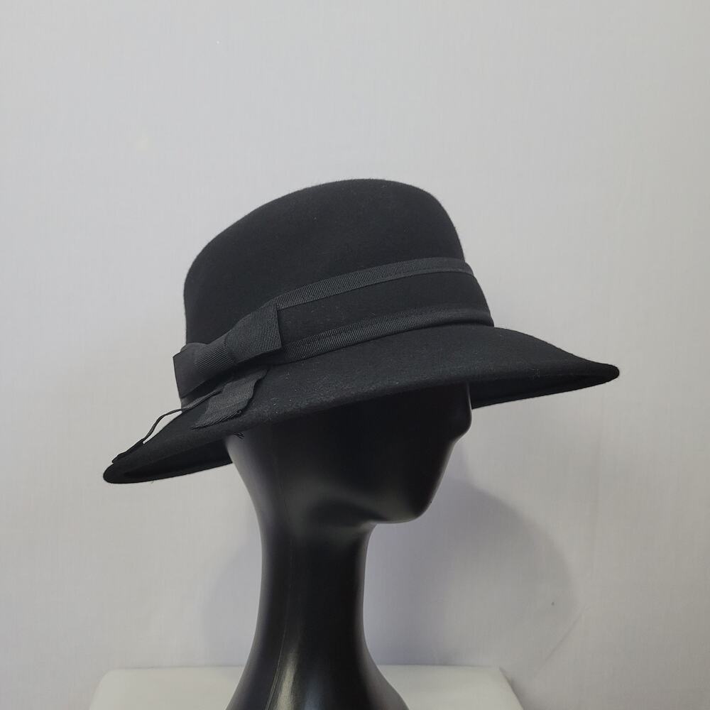 Sunday Afternoons 100% Wool Hat womens OS Black Bow Detail Vintage Style UPF 50+